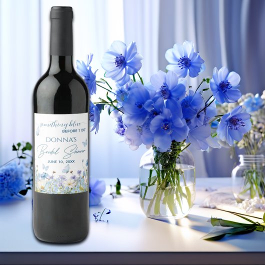 Something Blue before 'I do'フローラブライダルシャワー ワインラベル