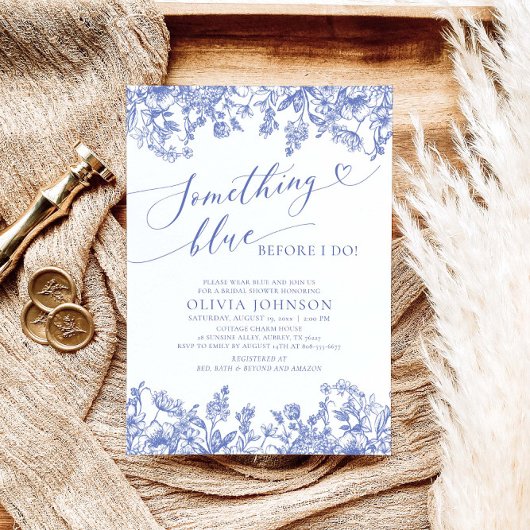 Something Blue Before I doブライダルシャワー招待状 招待状