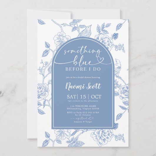 Something Blue Before I Doブライダルシャワー招待状 招待状 (正面)