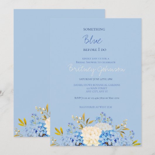 Something Blue Before I doブライダル招待状 招待状 (正面/裏面)