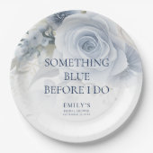 Something Blue Before I do花模様ブライダルシャワー ペーパープレート (正面)