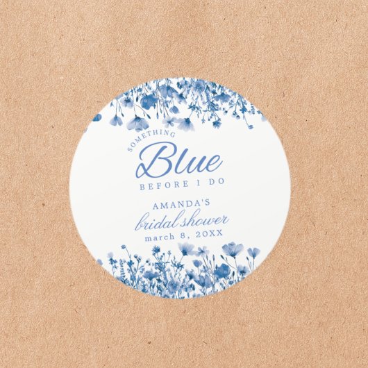 Something Blue Before I Do フラワー ブライダルシャワー ラウンドシール