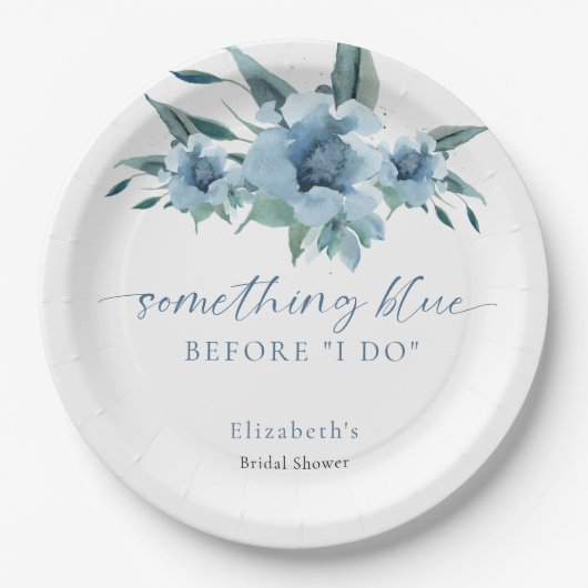 Something Blue Before I Do ブライダルシャワーの花 ペーパープレート (正面)