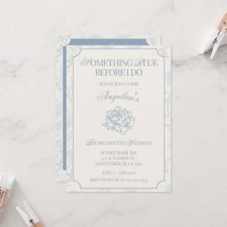 Something Blue Before I Do Bachelorette Itinerary 招待状