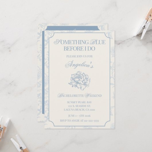Something Blue Before I Do Bachelorette Itinerary  招待状 (正面/裏面インサイチュ)
