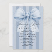 Something blue before I do blue bow bridal shower 招待状 (正面)