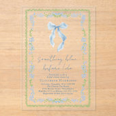 Something Blue Before I Do Bow Bridal Shower アクリル招待状 (正面)