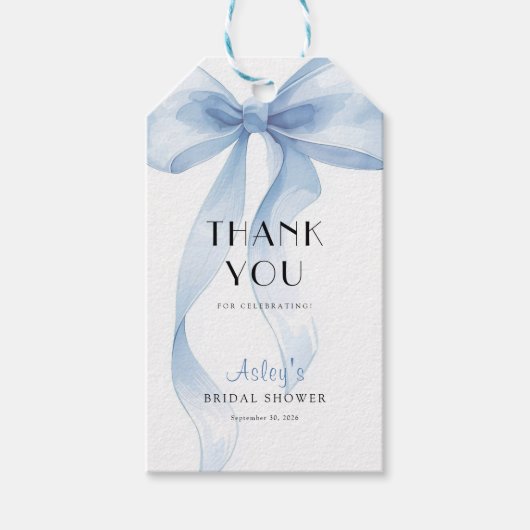 Something Blue before I Do Bow Bridal Shower ギフトタグ (正面)