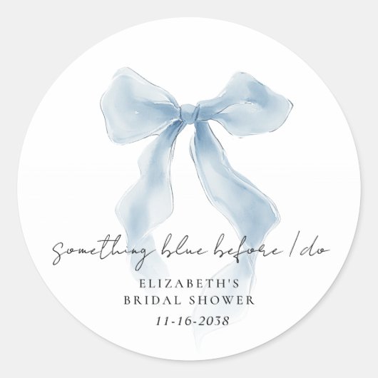 Something Blue Before I Do Bow Bridal Shower ラウンドシール (正面)