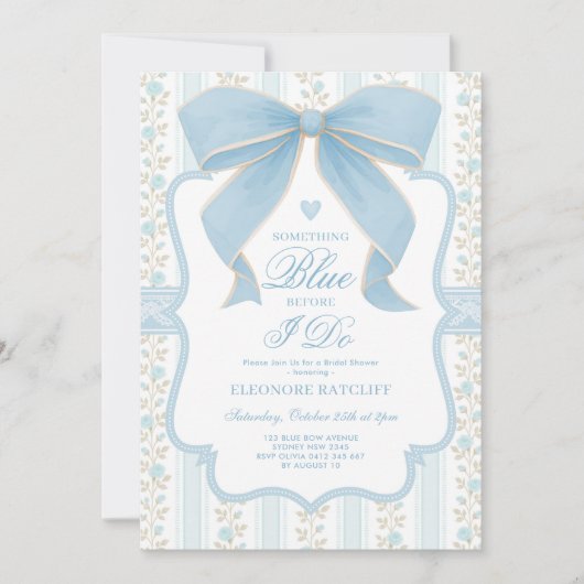 Something Blue Before I Do Bow Bridal Shower 招待状 (正面)