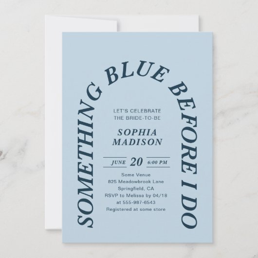 Something Blue Before I Do Bridal Shower 招待状 (正面)