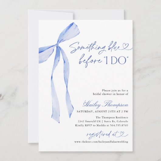 Something Blue Before I Do Bridal Shower 招待状 (正面)