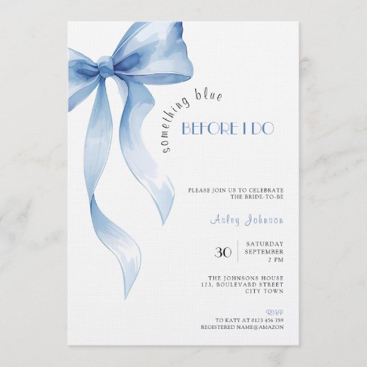 Something Blue before I Do Bridal Shower 招待状 (正面)