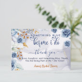 Something Blue Before I Do Bridal Shower Floral サンキューカード (スタンド正面)