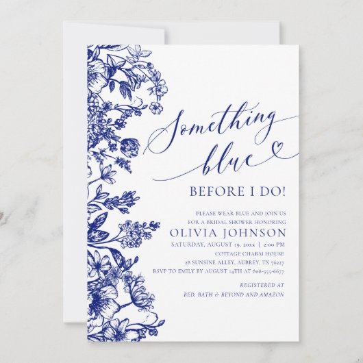 Something Blue Before I do Bridal Shower Invite 招待状 (正面)
