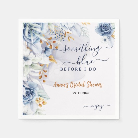 Something Blue Before I Do Bridal Shower Party スタンダードカクテルナプキン (正面)