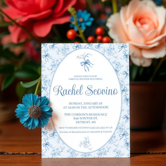 Something Blue before I Do! Coquette Bridal Shower 招待状
