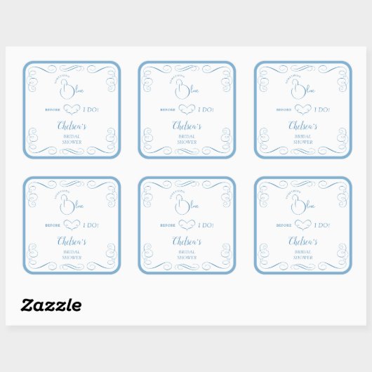 Something Blue Before I Do Elegant Bridal Shower  スクエアシール (シート)