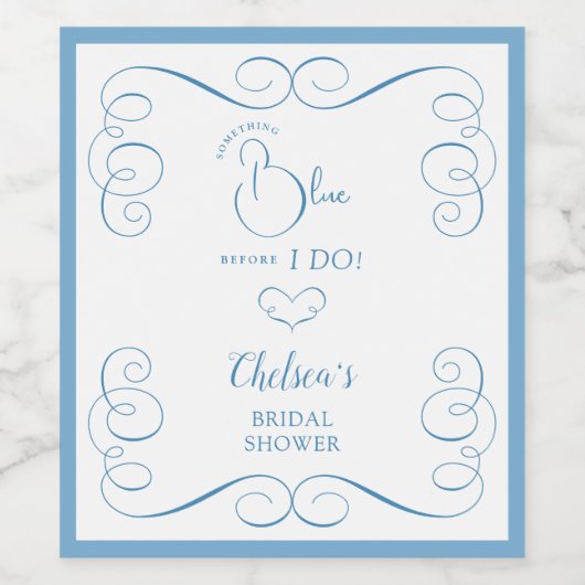 Something Blue Before I Do Elegant Bridal Shower ワインラベル (シングルラベル)