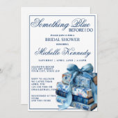 Something Blue Before I Do Elegant Bridal Shower  招待状 (正面/裏面)