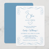 Something Blue Before I Do Elegant Bridal Shower 招待状 (正面/裏面)