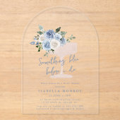 Something Blue Before I Do Floral Bridal Shower アクリル招待状 (正面)