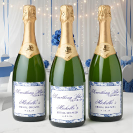 Something Blue Before I Do Floral Bridal Shower スパークリングワインラベル