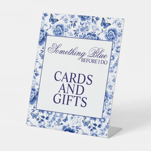 Something Blue Before I Do Floral Bridal Shower  台座サイン (正面)