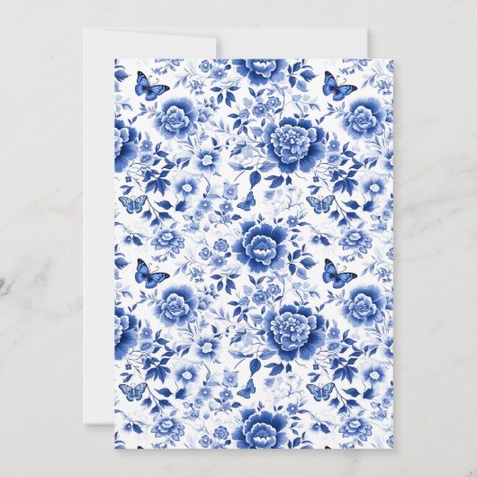 Something Blue Before I Do Floral Bridal Shower  招待状 (裏面)