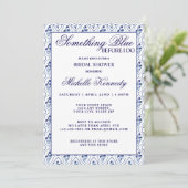 Something Blue Before I Do Floral Bridal Shower  招待状 (スタンド正面)