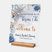 Something Blue Before I Do Floral Welcome アクリルサイン (傾斜)
