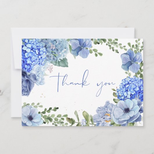 Something blue before i do hydrangea bridal shower サンキューカード (正面)