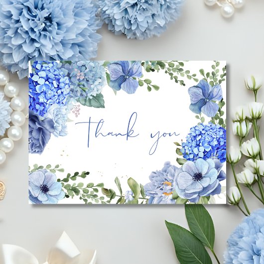 Something blue before i do hydrangea bridal shower サンキューカード