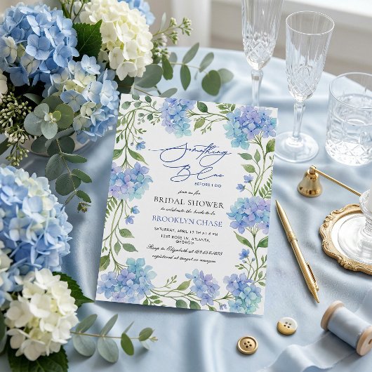 Something Blue Before I Do Hydrangea Bridal Shower 招待状