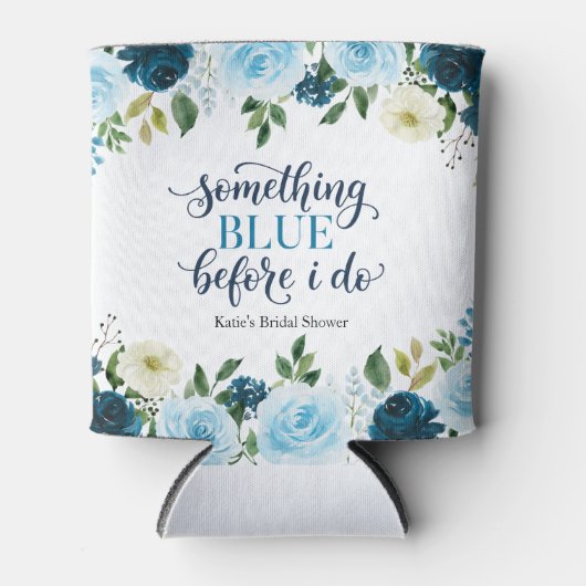 Something Blue Before I Do Navy Floral 缶クーラー (正面)