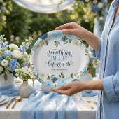 Something Blue Before I Do Navy Floral Bridal Show ペーパープレート