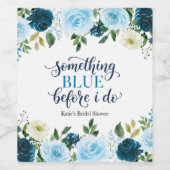 Something Blue Before I Do Navy Floral Bridal Show ワインラベル (シングルラベル)