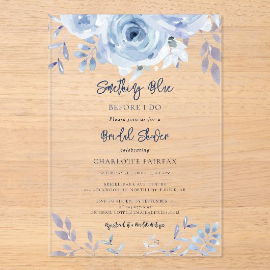 Something Blue Before I Do Script Bridal Shower アクリル招待状 (正面)