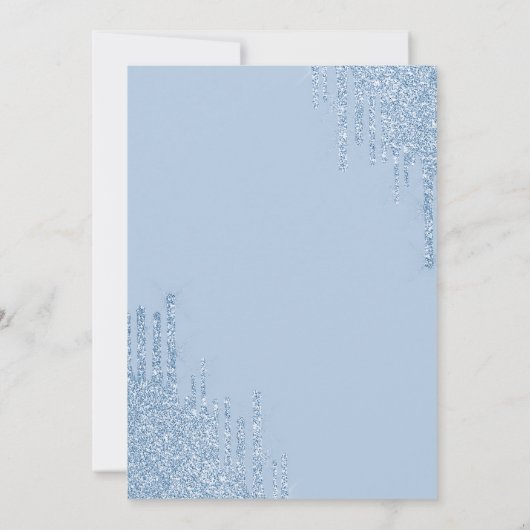 Something Blue Before I Do White Bow Glitter Drips 招待状 (裏面)