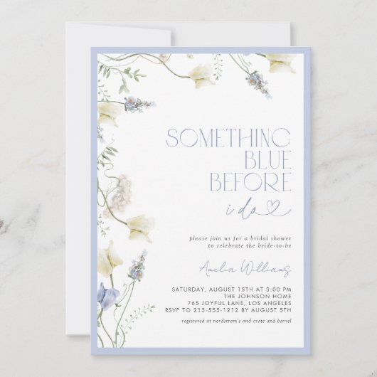 Something Blue Before I Do Wildflower Shower 招待状 (正面)