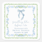 Something Blue Bow Bridal Shower スクエアシール (正面)