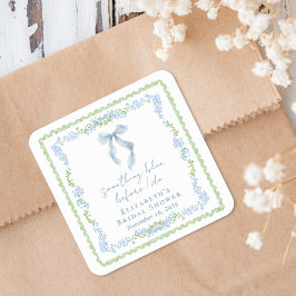 Something Blue Bow Bridal Shower スクエアシール