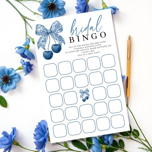Something Blue Bow Bridal Shower Bingo Game
