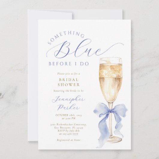 Something Blue Bow Bridal Shower Invitation 招待状 (正面)