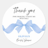 Something Blue Bow Bridal Shower Thank You Favor ラウンドシール (正面)
