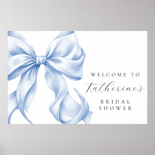Something Blue Bow Bridal Shower Welcome ポスター (正面)