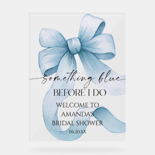 Something Blue Bow Bridal Shower Welcome Sign アクリルサイン (正面)