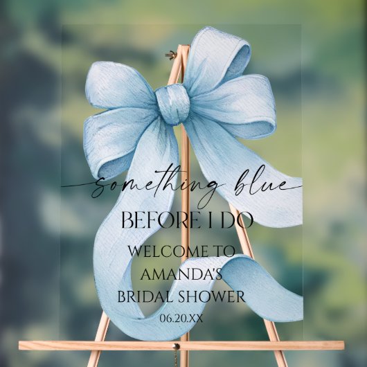 Something Blue Bow Bridal Shower Welcome Sign アクリルサイン (ニュートラル)