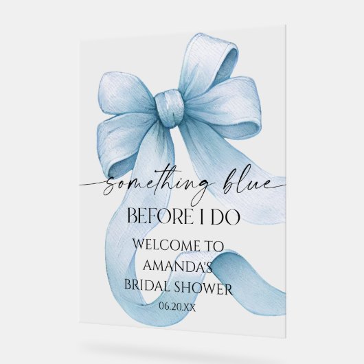 Something Blue Bow Bridal Shower Welcome Sign アクリルサイン (傾斜)