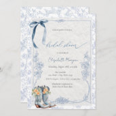 Something Blue Bow Cowboy Boots Floral 招待状 (正面/裏面)